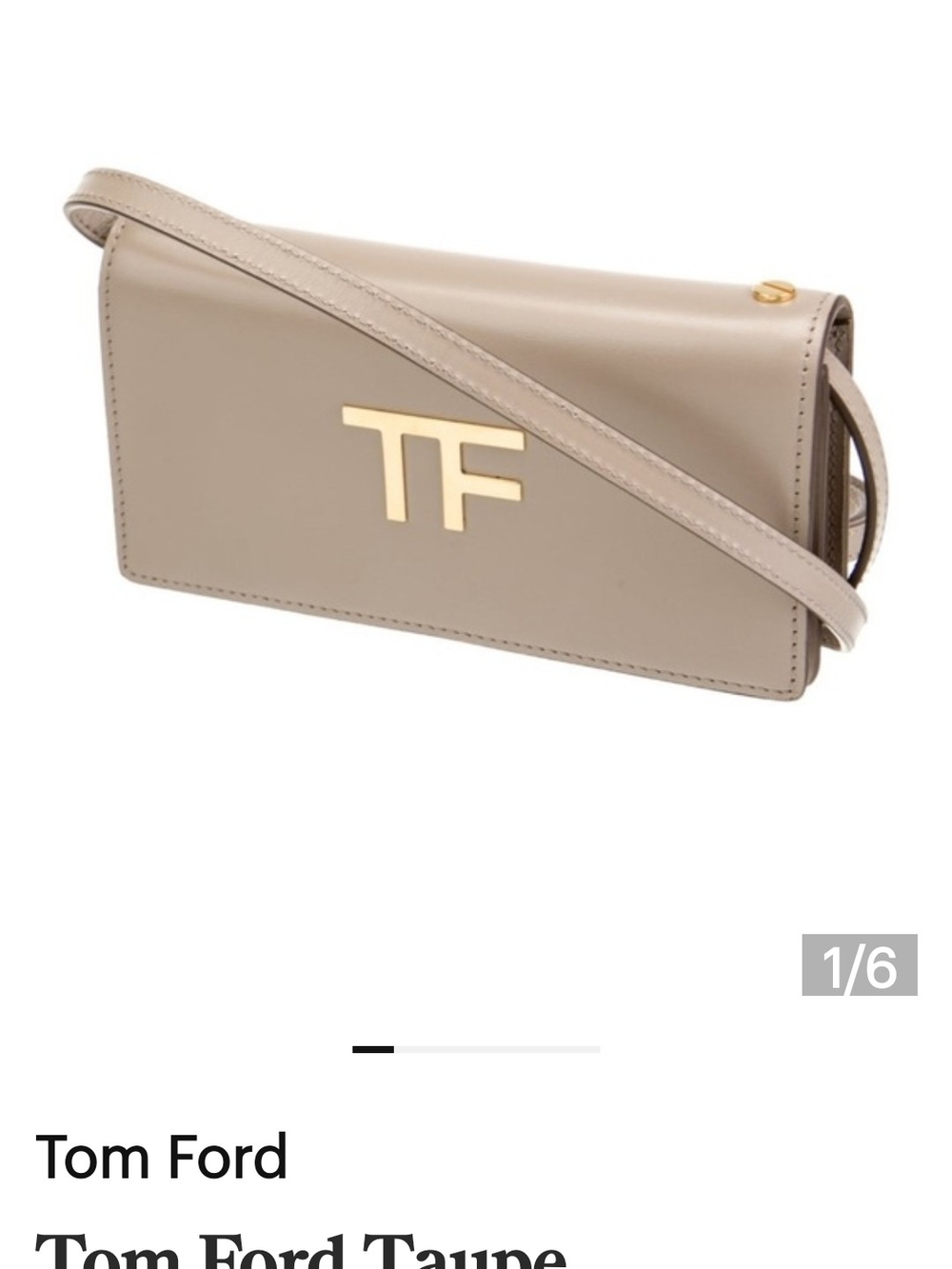 Tom Ford Taupe Leather TF Logo Shoulder Bag
